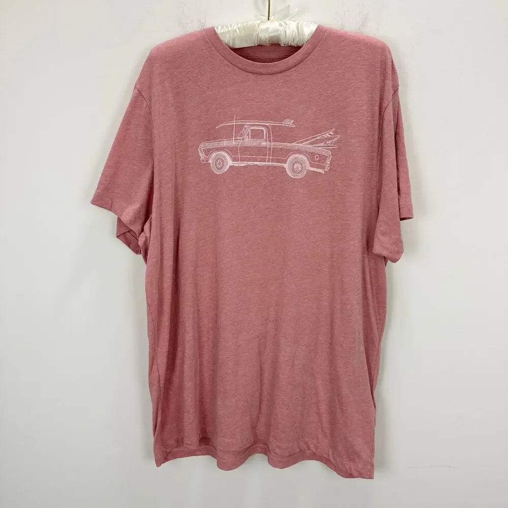 J.Crew Surf Ready Tuck Graphic Tee Shirt Cotton Blend Crewneck Blush Mens XL